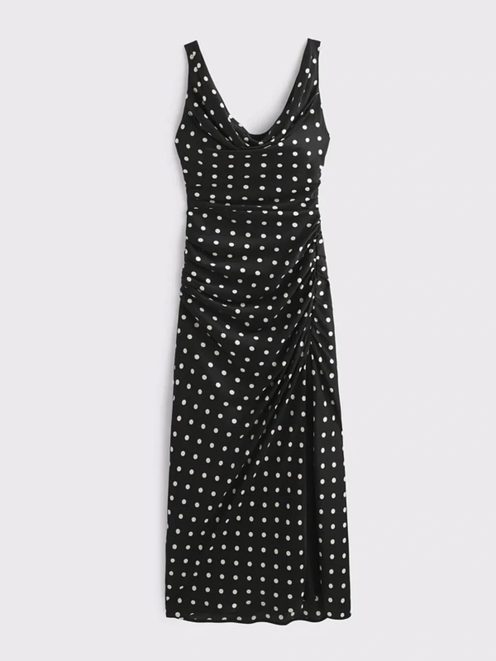 Abercrombie & Fitch Black and White Polka Dot Cowl Neck Maxi Dress